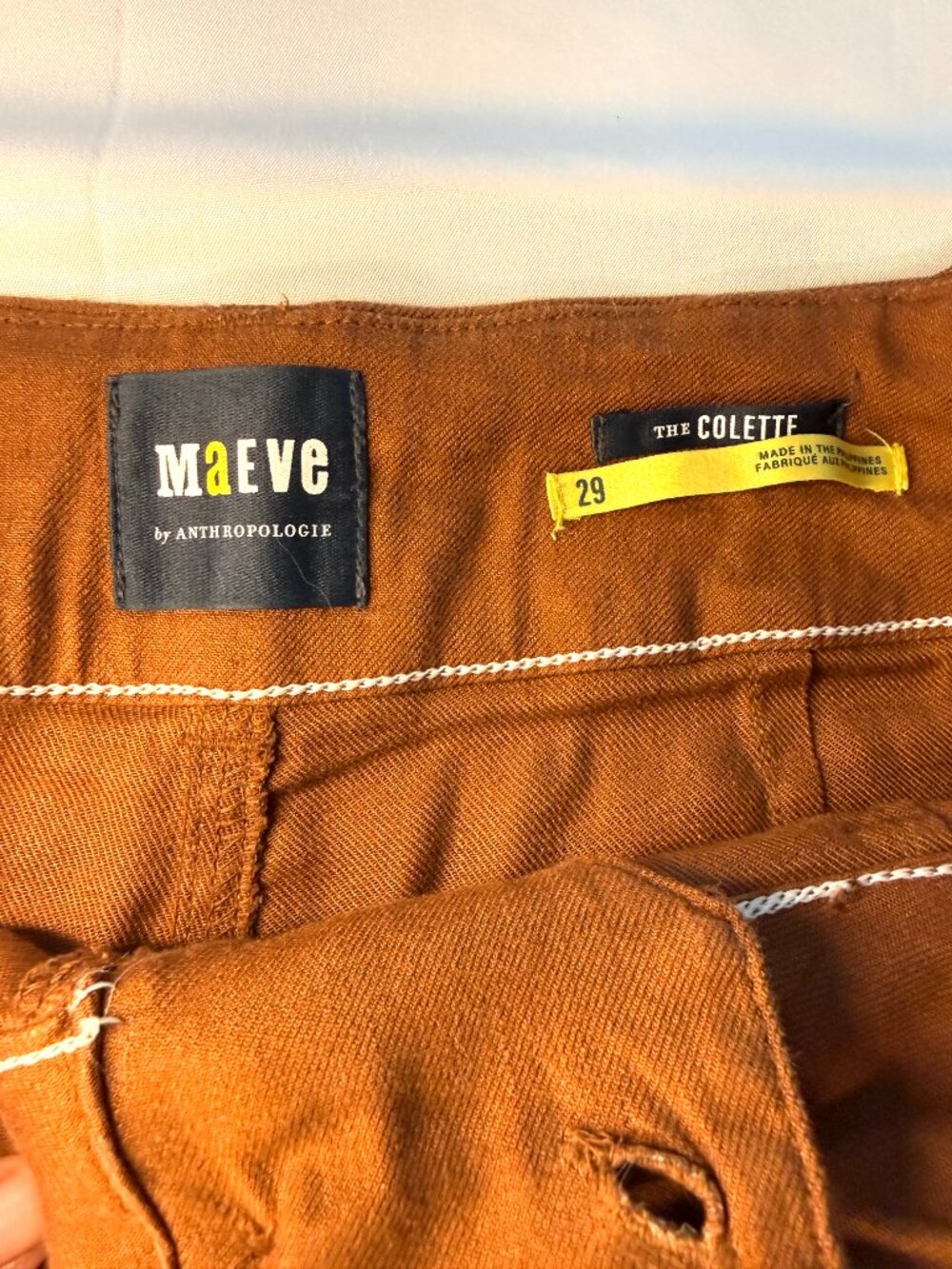 Maeve Anthropologie The Colette Cropped Wide Leg Linen Pants Brown Rust Size 29 - Picture 4 of 6